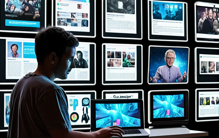 **Prompt 1: The Personalized Digital Media Revolution**
A visually rich scene depicting a person (diverse, any age) comfortably immersed in a personalized digital media experience. They are surrounded by multiple glowing screens – a smartphone displaying a social media feed, a tablet streaming a show, and a laptop showing a news portal. Abstract, luminous lines or nodes subtly connect these devices, symbolizing AI-driven recommendations and data flow. In the background, faded and desaturated elements of traditional media, like a crumpled newspaper or a retro television set with static, create a sharp contrast, illustrating the shift from passive, limited consumption to active, on-demand digital engagement. The overall aesthetic is modern, vibrant, and highly personalized, emphasizing limitless access and the digital "universe at one's fingertips."