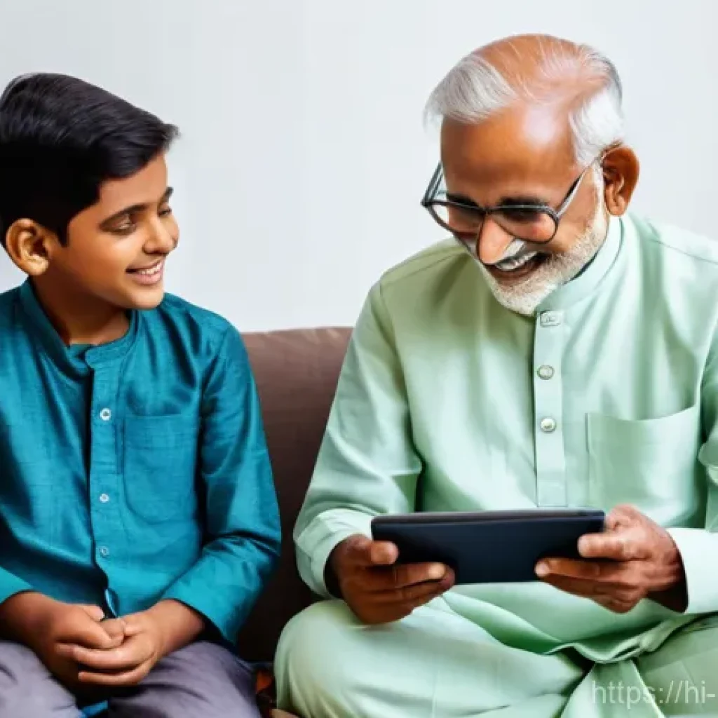 미디어와 시대적 변화 - **"A warm and inviting scene in an Indian home, where a multi-generational family is interacting wit...