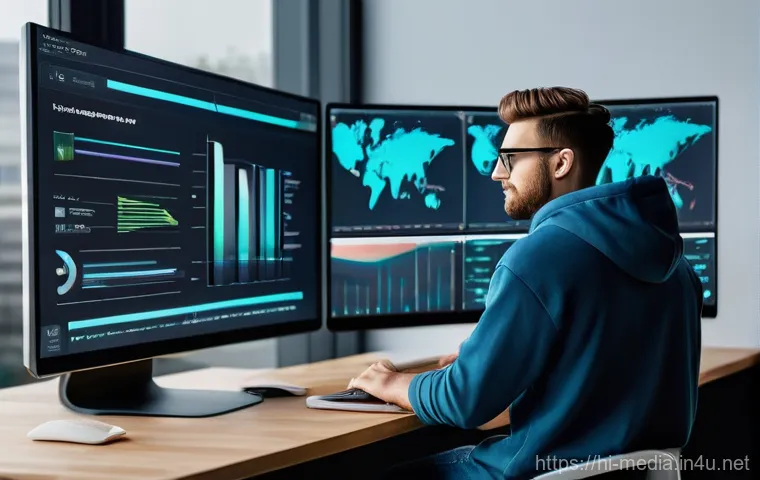 디지털 미디어 전략 - **Prompt for Audience Understanding and Data Analysis:**
    "A bright, modern office space with lar...