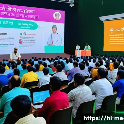 Home 17 미디어와 개인정보 보호 - A detailed digital security awareness workshop scene in a vibrant Indian community hall, with divers...