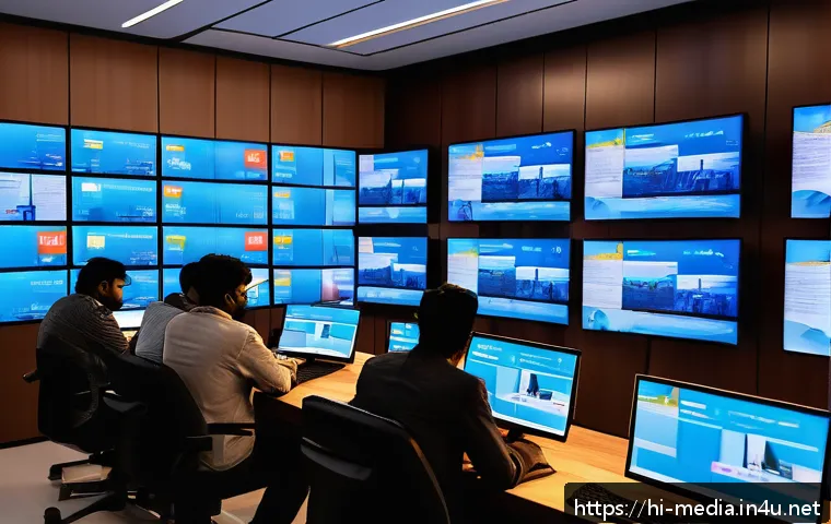 미디어의 사회적 역할 - A vibrant digital newsroom scene set in India, featuring diverse Hindi-speaking journalists actively...